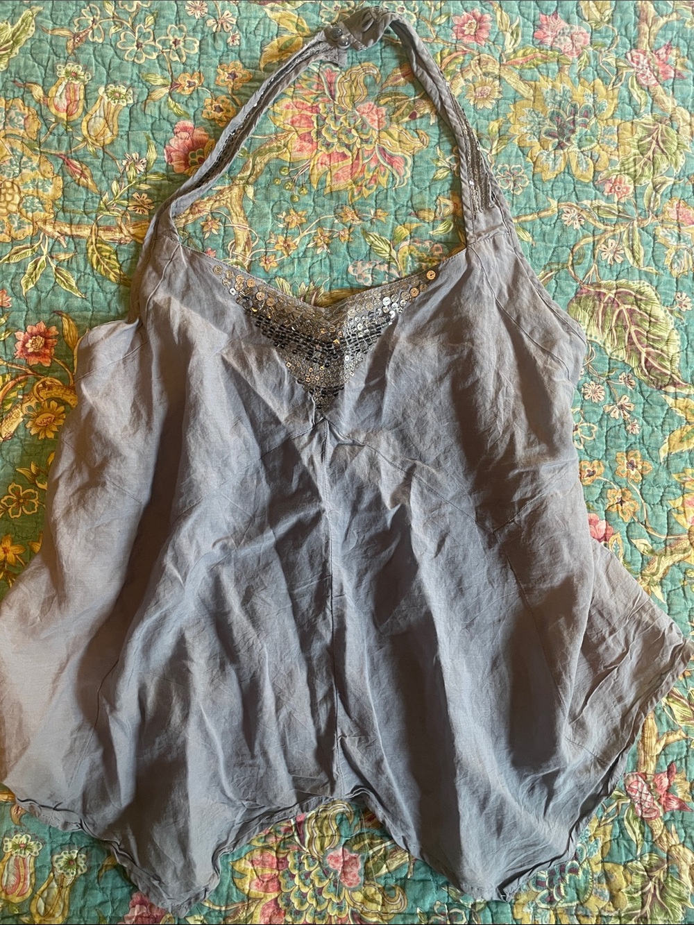 American Eagle Outfitters Y2K Gray sequin Halter